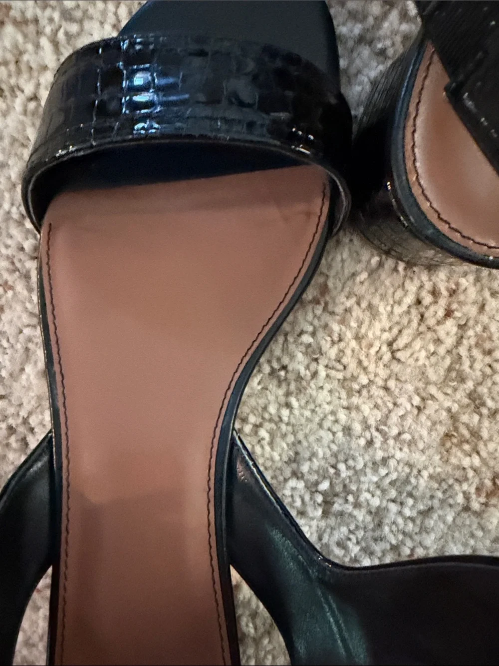 Donald J. Pliner Black Patent Leather Two-Strap Slingback Sandals